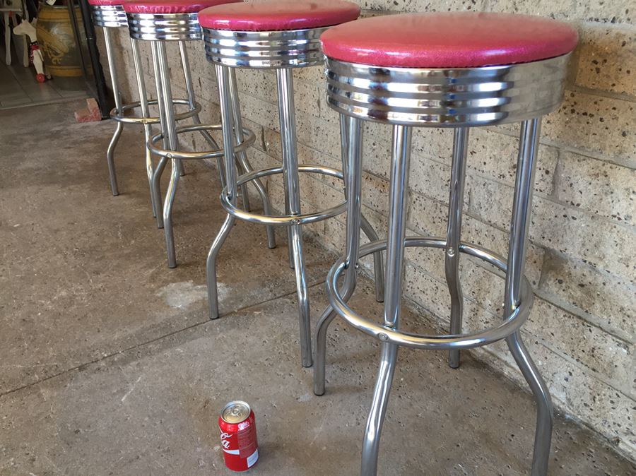 (4) Contemporary Chrome Swivel Bar Stools [Photo 8]
