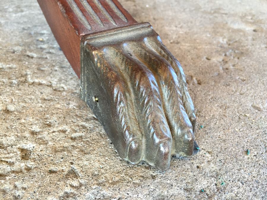 Stunning Wooden Dining Table With Built-In Leaf, Brass Claw Feet And Six Chairs [Photo 14]