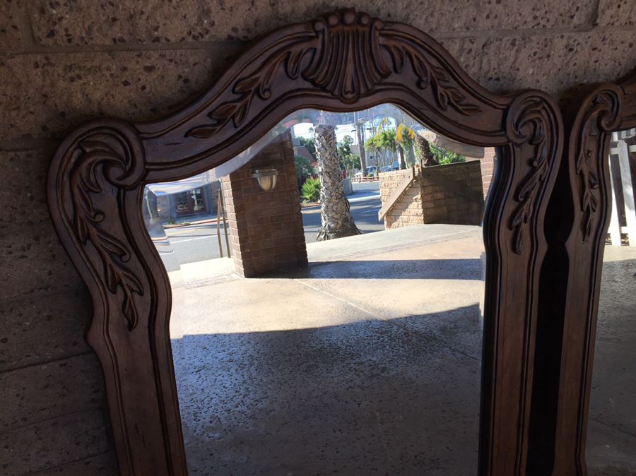 Pair Of Beveled Glass Wooden Mirrors [Photo 5]