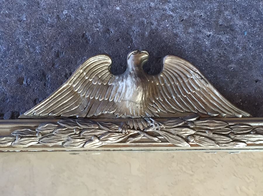 Vintage Gold Wooden Mirror With Eagle Atop Mirror [Photo 2]