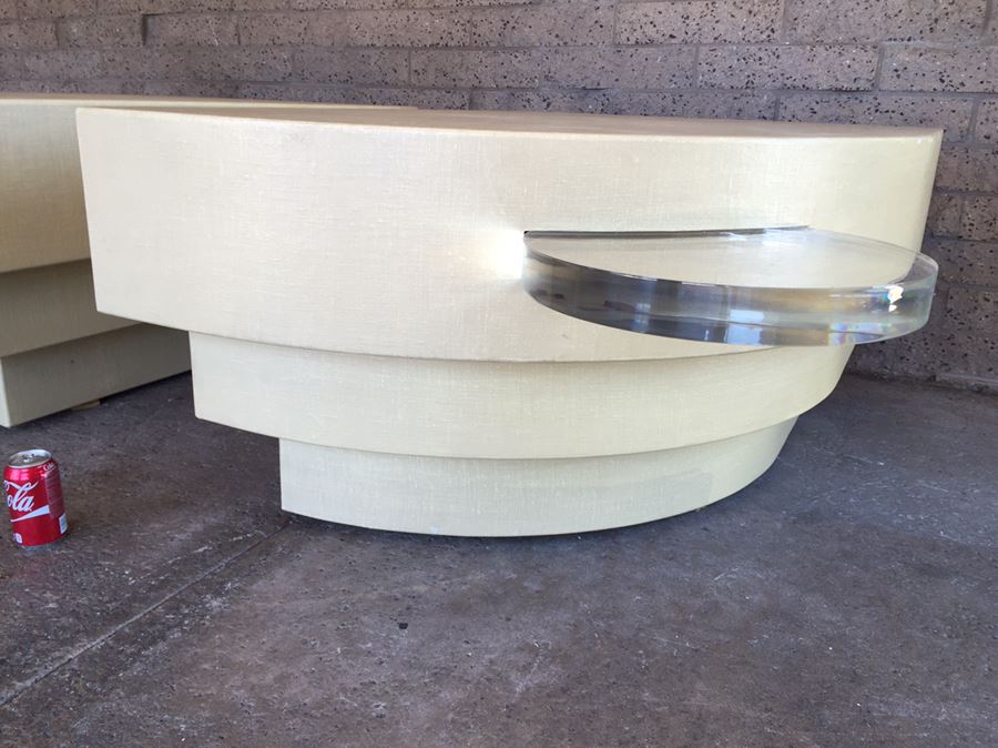 Unique Pair Of Mid-Century Tiered Tables With Lucite Trays [Photo 6]