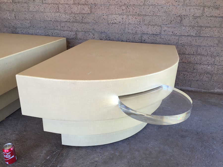 Unique Pair Of Mid-Century Tiered Tables With Lucite Trays [Photo 4]