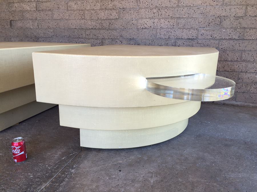 Unique Pair Of Mid-Century Tiered Tables With Lucite Trays [Photo 2]