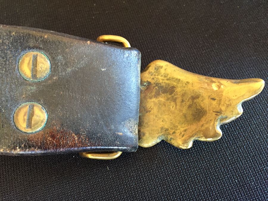 Vintage Brass Belt Buckle With Wings '71' And Leather Belt [Photo 5]