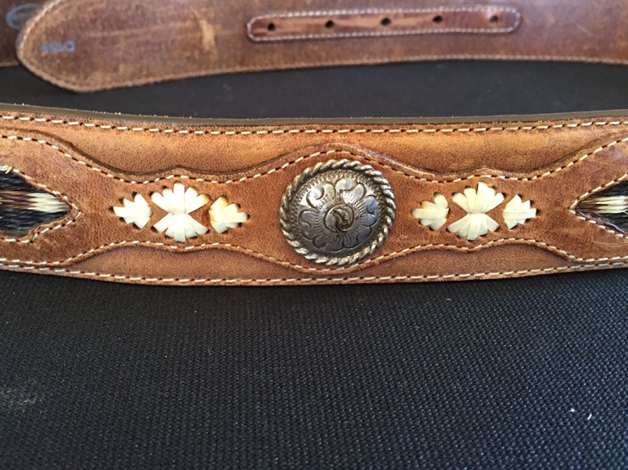 Crumrine Belt Buckle Engraved Indian Summer On Back With Justin Leather ...