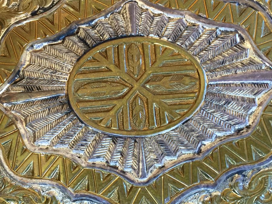 Crumrine Belt Buckle Engraved Indian Summer On Back With Justin Leather Belt [Photo 4]