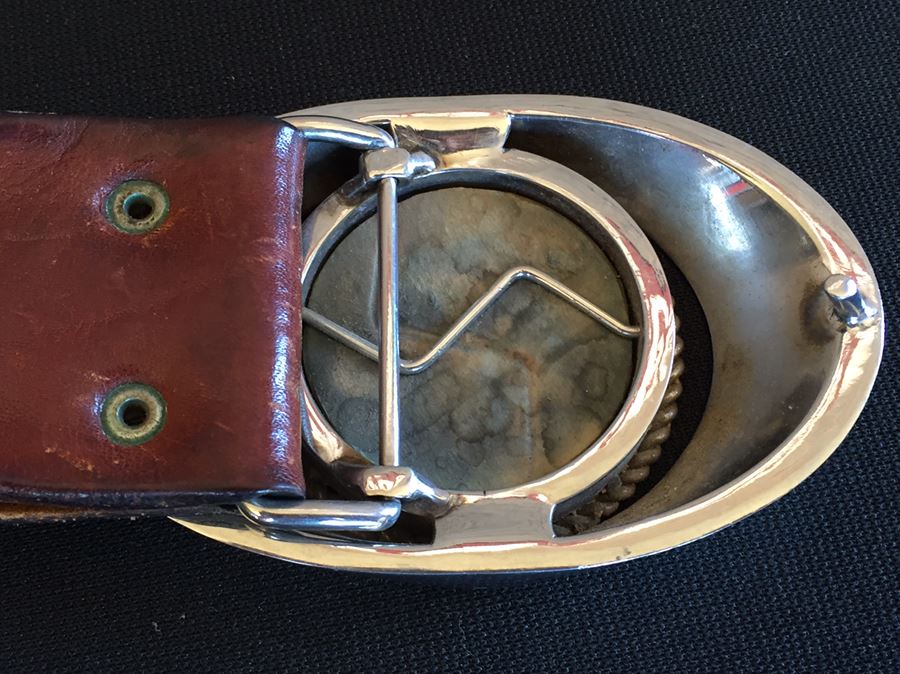 Silvertone Belt Buckle Featuing Standing Liberty Coin With Braided Leather Belt [Photo 5]