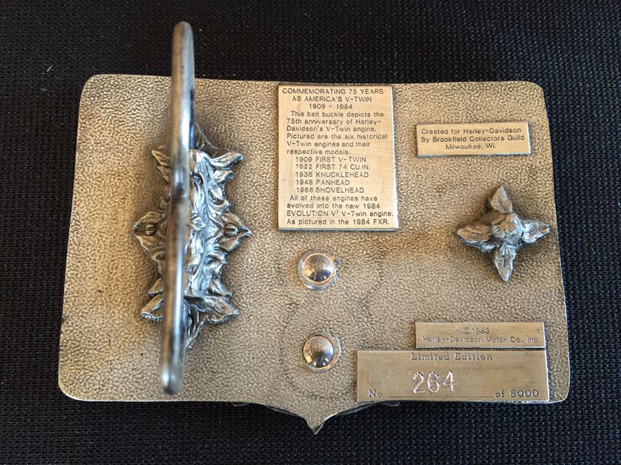 Limited Edition Harley-Davidson Motor Cycles Belt Buckles From Brookfield Collectors Guild Displayed In Nice Shadow Box [Photo 14]