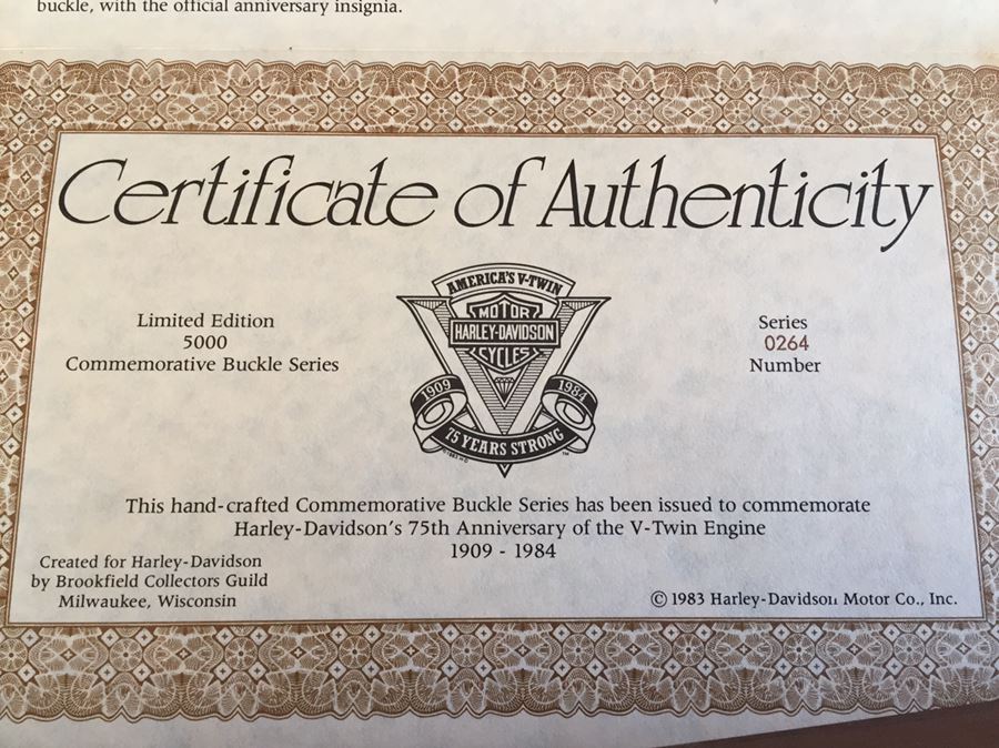 Limited Edition Harley-Davidson Motor Cycles Belt Buckles From Brookfield Collectors Guild Displayed In Nice Shadow Box [Photo 10]