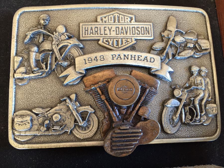 Limited Edition Harley-Davidson Motor Cycles Belt Buckles From Brookfield Collectors Guild Displayed In Nice Shadow Box [Photo 3]
