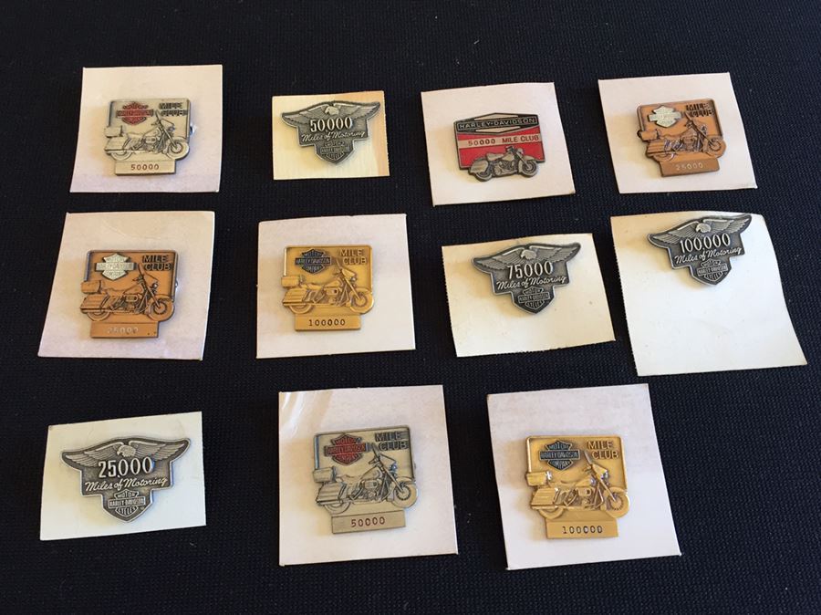 Collection Of Harley-Davidson Motor Cycles Miles Of Motoring Mileage Pins