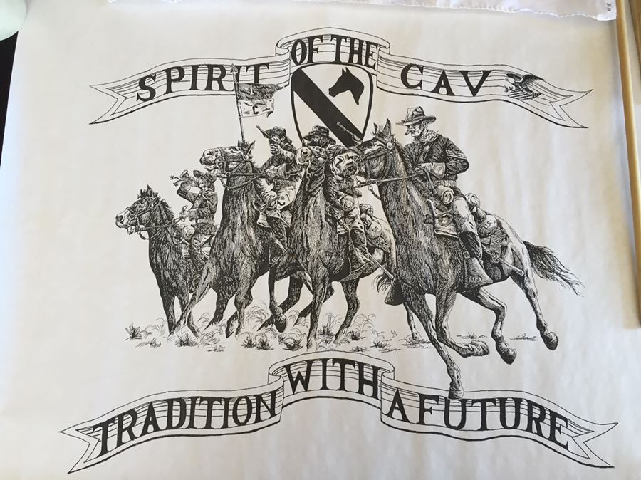 1st Cavalry Division Vietnam Flag Signed By Comrades During Reunion With Poster And Newspaper Article [Photo 4]