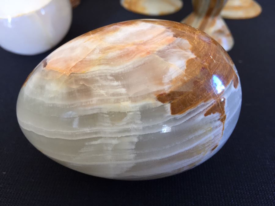 Beautiful Collection Of Marble Onyx Vases, Eggs, Cups And Candle Holders [Photo 3]