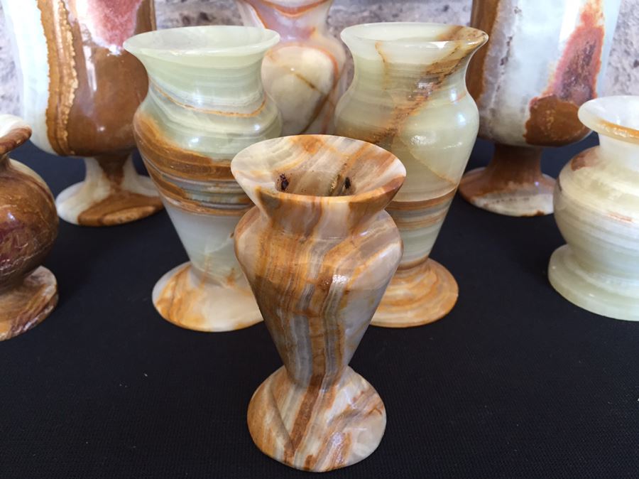 Beautiful Collection Of Marble Onyx Vases, Eggs, Cups And Candle Holders [Photo 10]