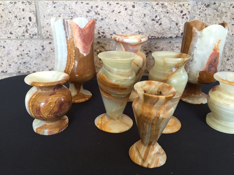 Beautiful Collection Of Marble Onyx Vases, Eggs, Cups And Candle Holders [Photo 11]