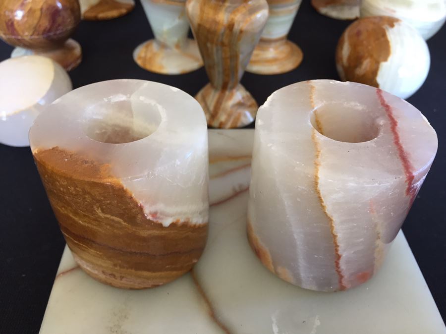 Beautiful Collection Of Marble Onyx Vases, Eggs, Cups And Candle Holders [Photo 6]