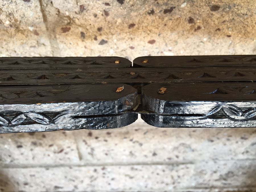 Black Carved Folding Stand For Brass Tray Table [Photo 4]