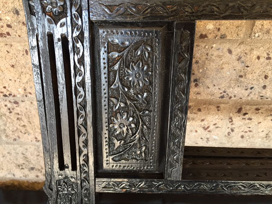 Black Carved Folding Stand For Brass Tray Table [Photo 2]