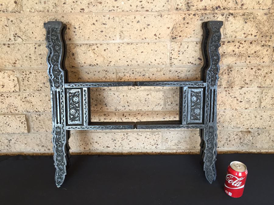 Black Carved Folding Stand For Brass Tray Table [Photo 3]