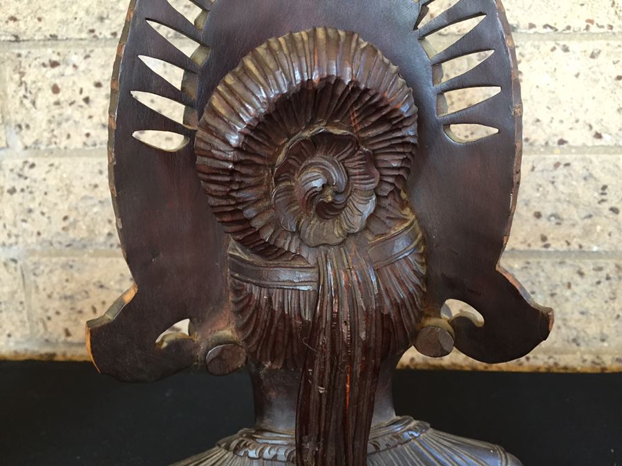 Finely Carved Wooden BALI Indonesian Woman Bust Head Statue [Photo 12]