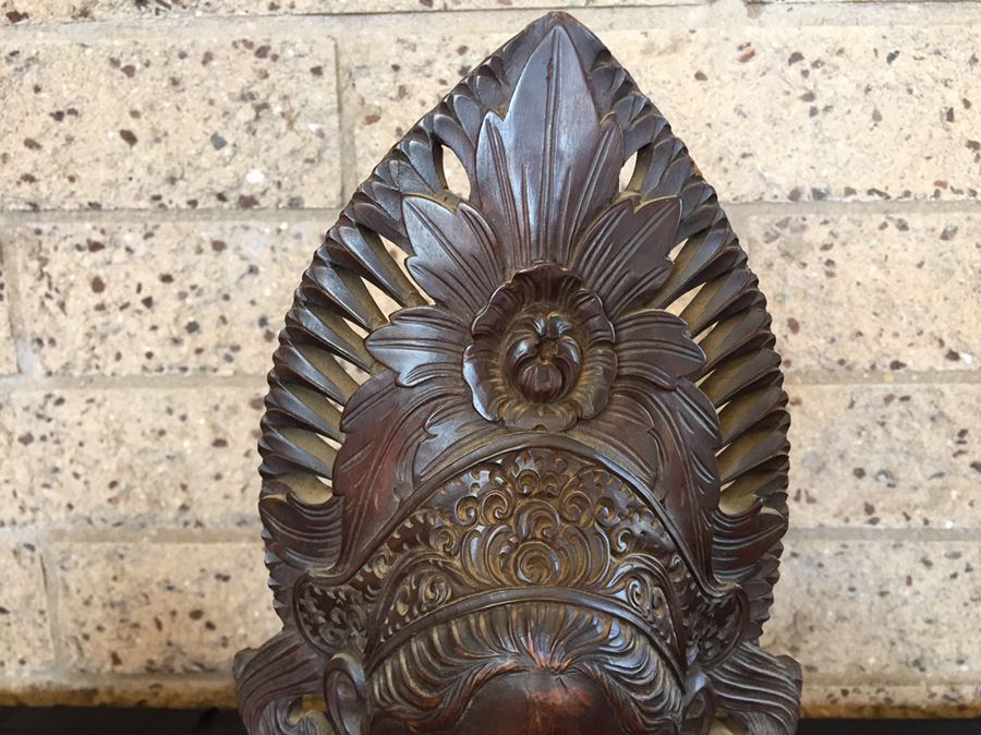 Finely Carved Wooden BALI Indonesian Woman Bust Head Statue [Photo 4]