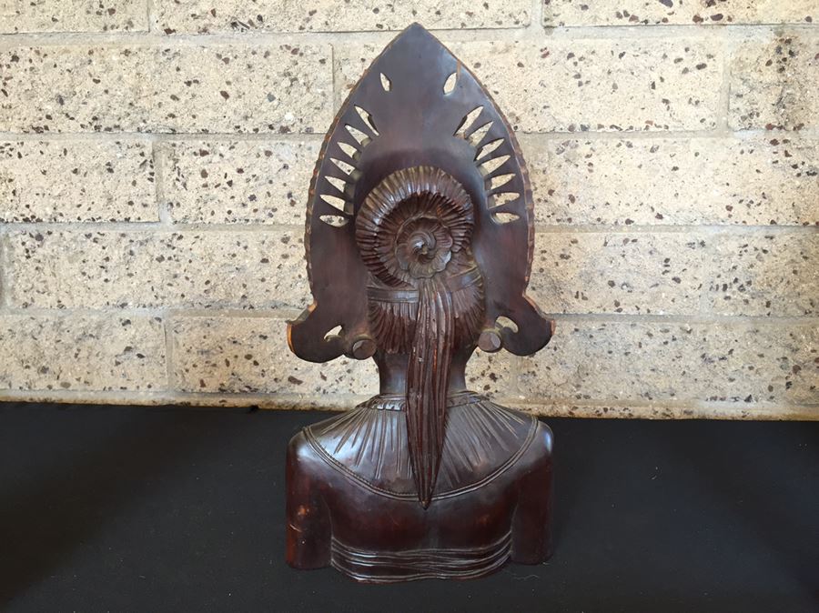 Finely Carved Wooden BALI Indonesian Woman Bust Head Statue [Photo 10]