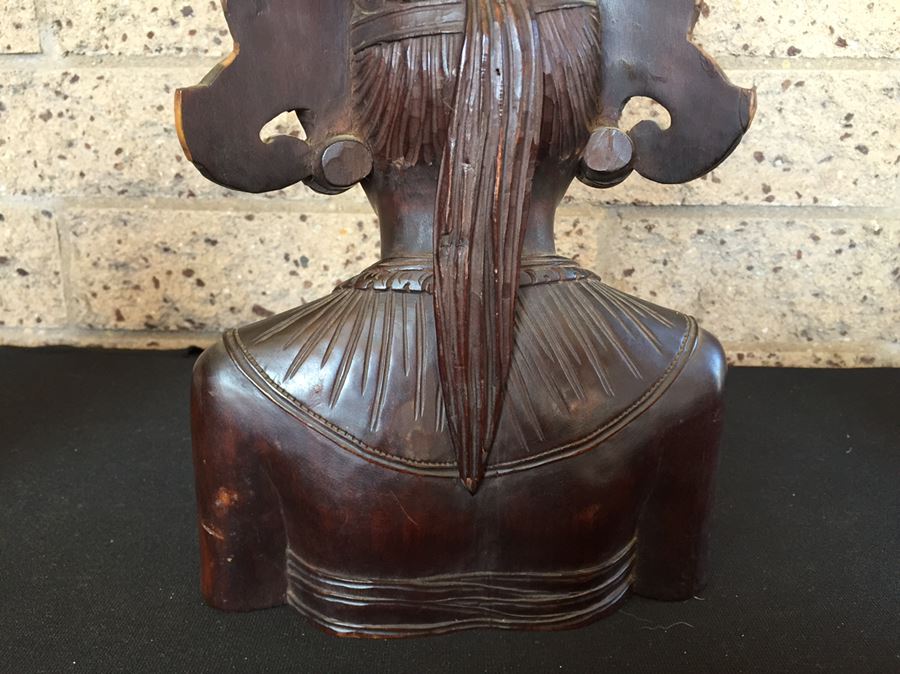 Finely Carved Wooden BALI Indonesian Woman Bust Head Statue [Photo 11]