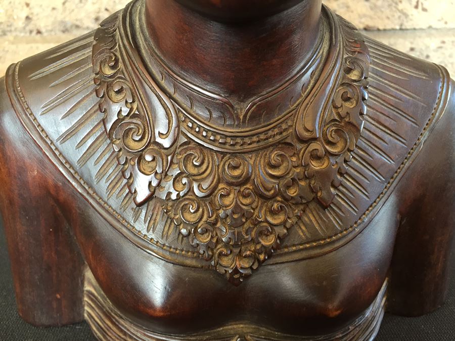 Finely Carved Wooden BALI Indonesian Woman Bust Head Statue [Photo 6]