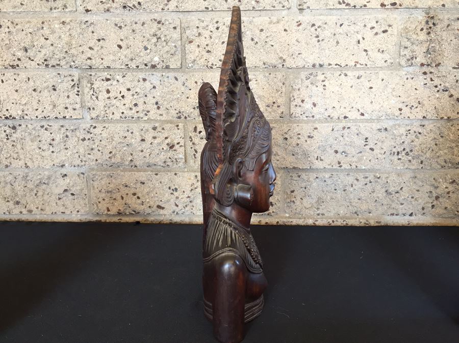 Finely Carved Wooden BALI Indonesian Woman Bust Head Statue [Photo 13]