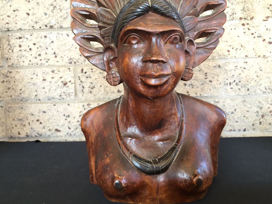 Nicely Carved Wooden Female Bust [Photo 2]