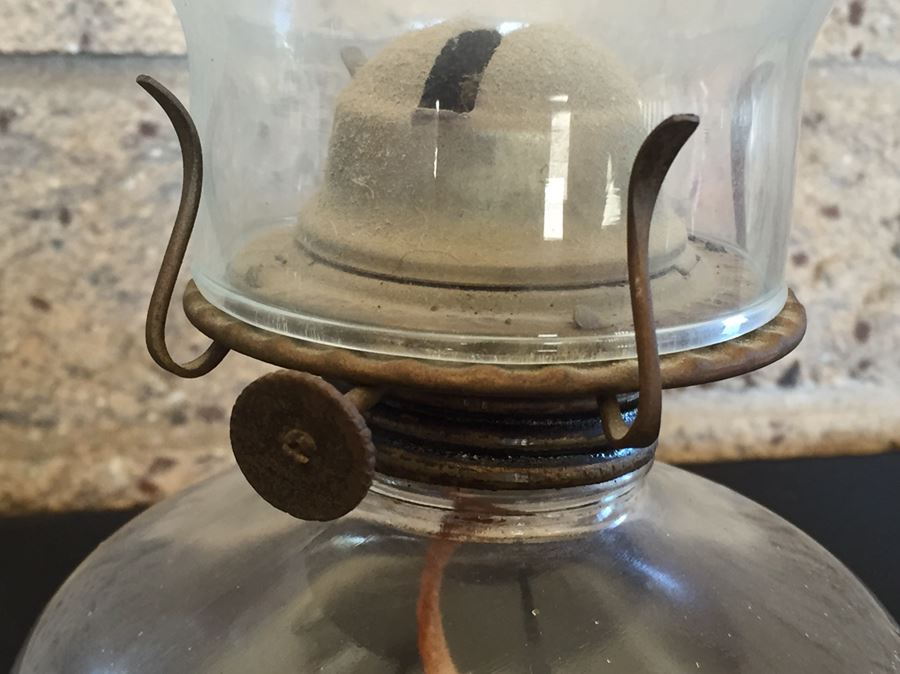 Vintage Clear Glass Oil Lamps With Hurricanes [Photo 6]