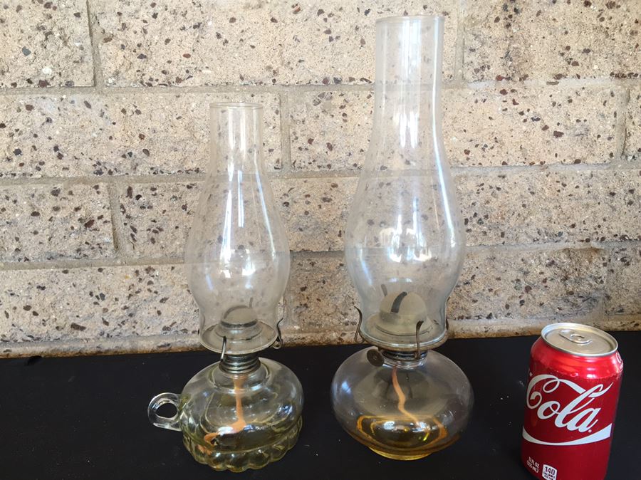 Vintage Clear Glass Oil Lamps With Hurricanes [Photo 7]