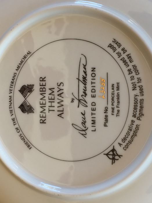 (6) Collection Of Franklin Mint Limited Edition Plates Friends Of The Vietnam Veterans Memorial By Dave Troutman [Photo 12]