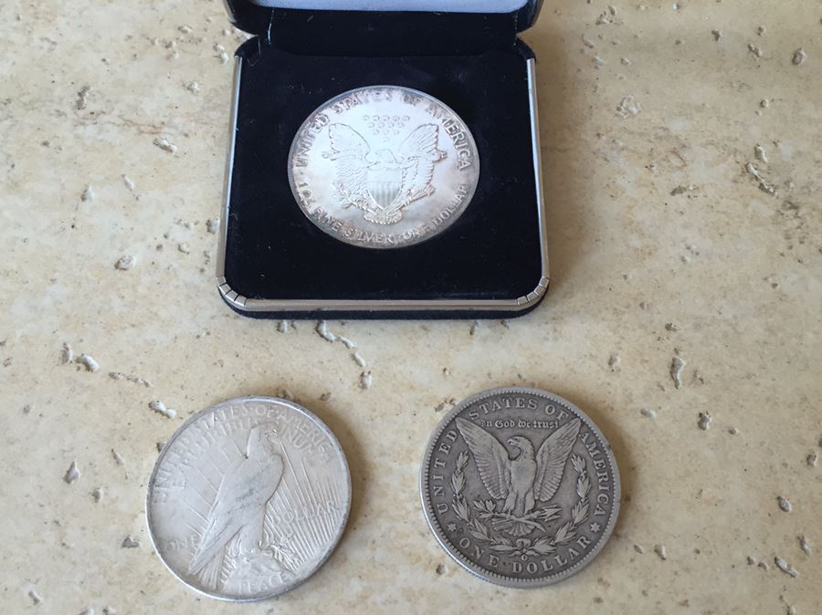 1922 Peace Dollar, 1900 Morgan Silver Dollar And 1989 Standing Liberty Silver Dollar $49 Silver Melt Value [Photo 7]
