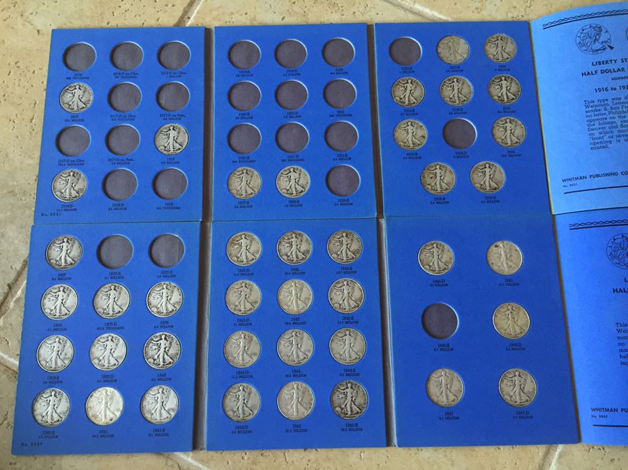 41 Liberty Standing Half Dollar Coins With Books Melt Value $293 [Photo 2]