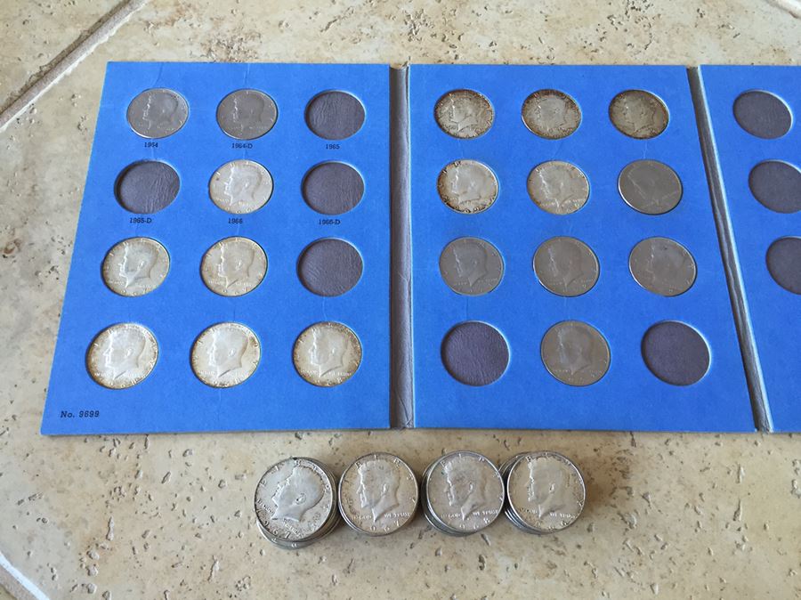 56 Kennedy Half Dollars $162 Melt Value With Coin Book 40% Silver [Photo 2]