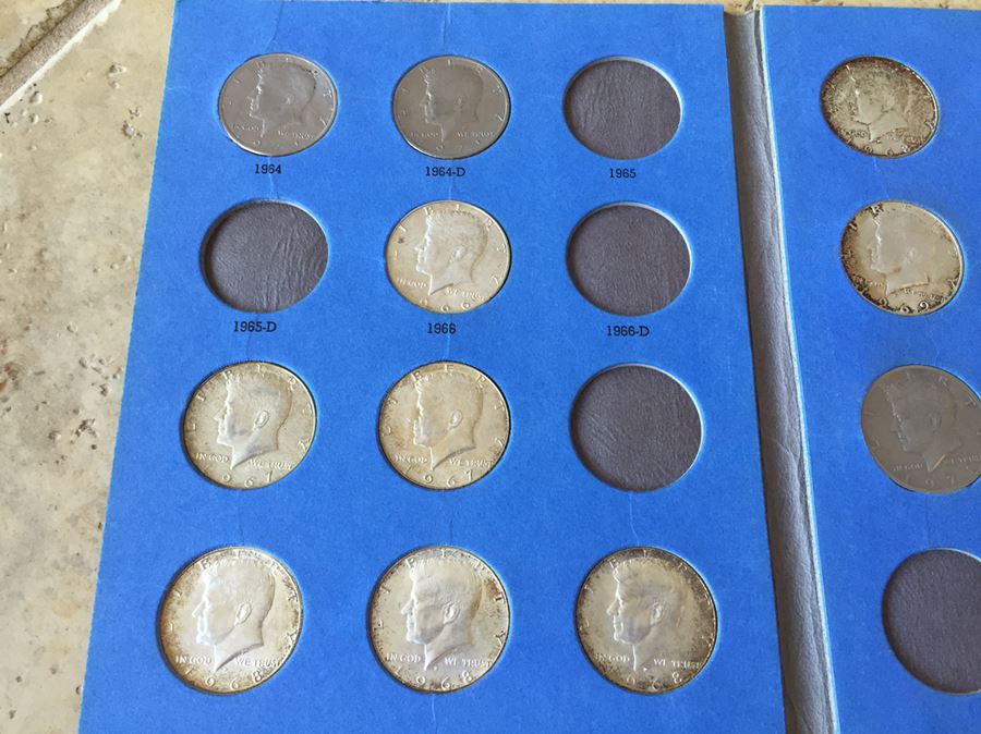 56 Kennedy Half Dollars $162 Melt Value With Coin Book 40% Silver [Photo 5]