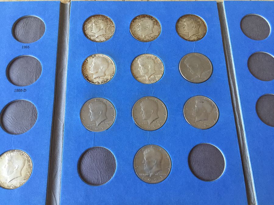 56 Kennedy Half Dollars $162 Melt Value With Coin Book 40% Silver [Photo 4]