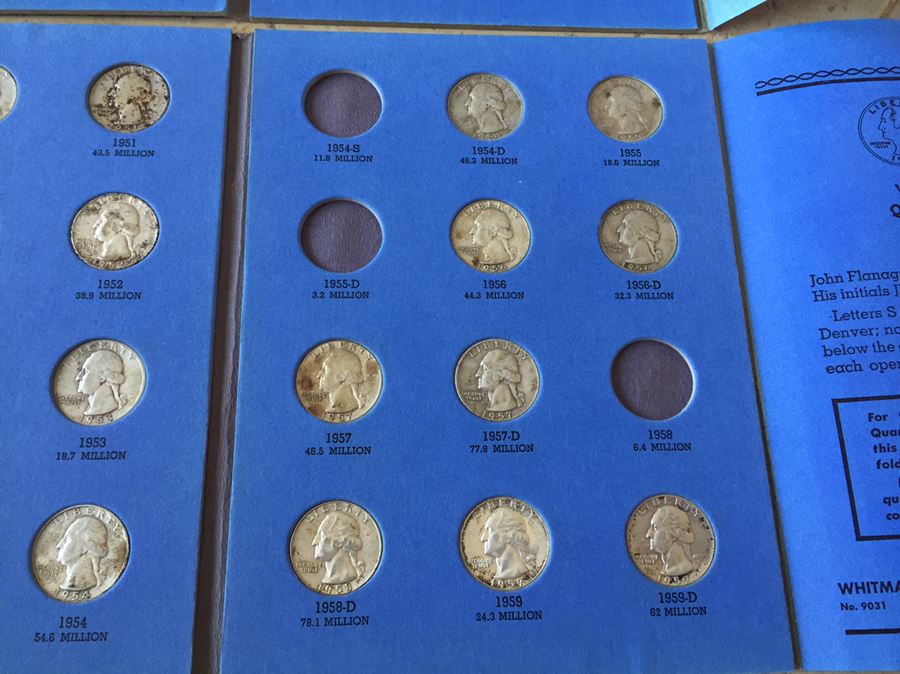 56 Washington Head Quarters Silver $200 Melt Value With Coin Books [Photo 7]