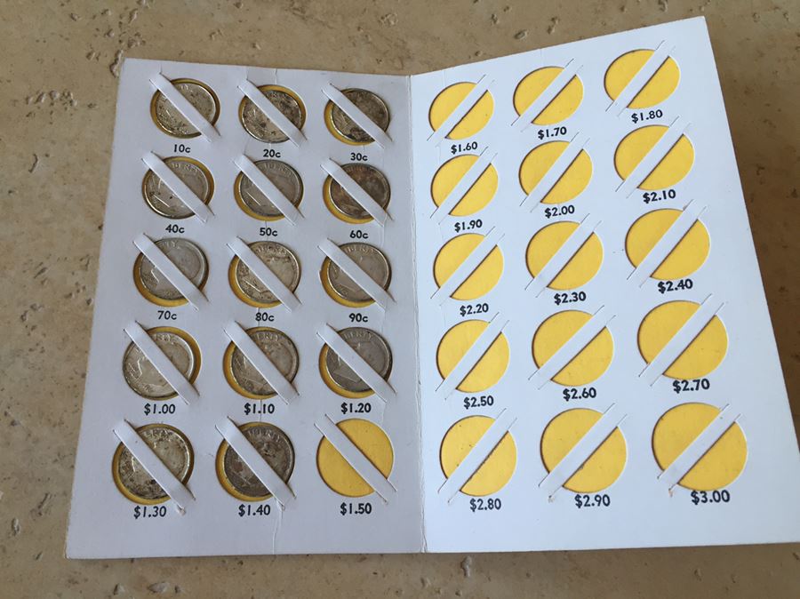 (3) Vintage Bank Coin Savings Books 20 Silver Dimes And 6 Silver Quarters $50 Melt Value [Photo 2]