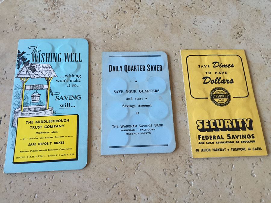 (3) Vintage Bank Coin Savings Books 20 Silver Dimes And 6 Silver Quarters $50 Melt Value [Photo 5]