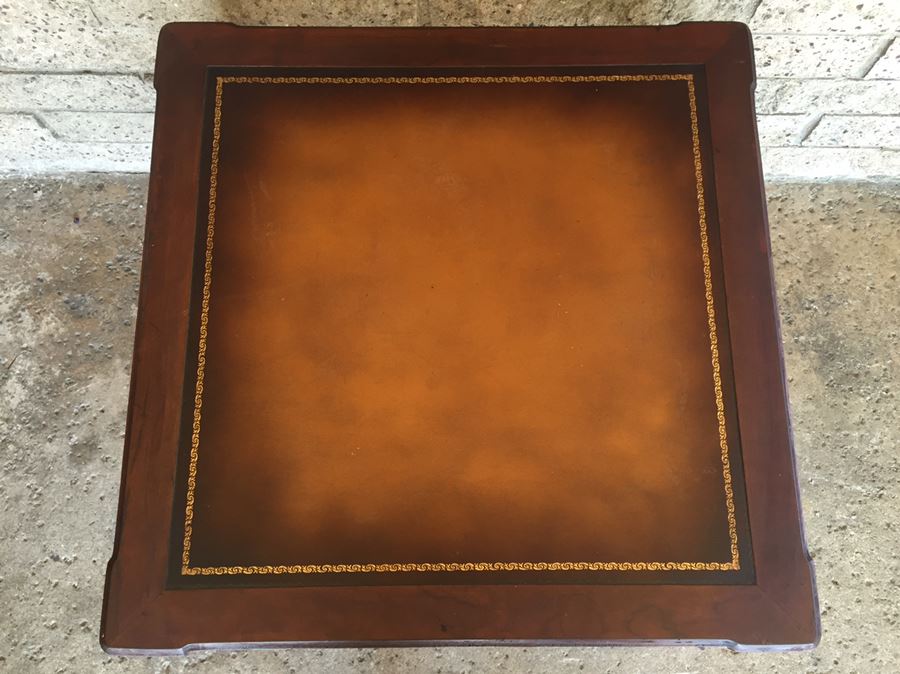 Vintage Leather Top Table On Casters [Photo 3]