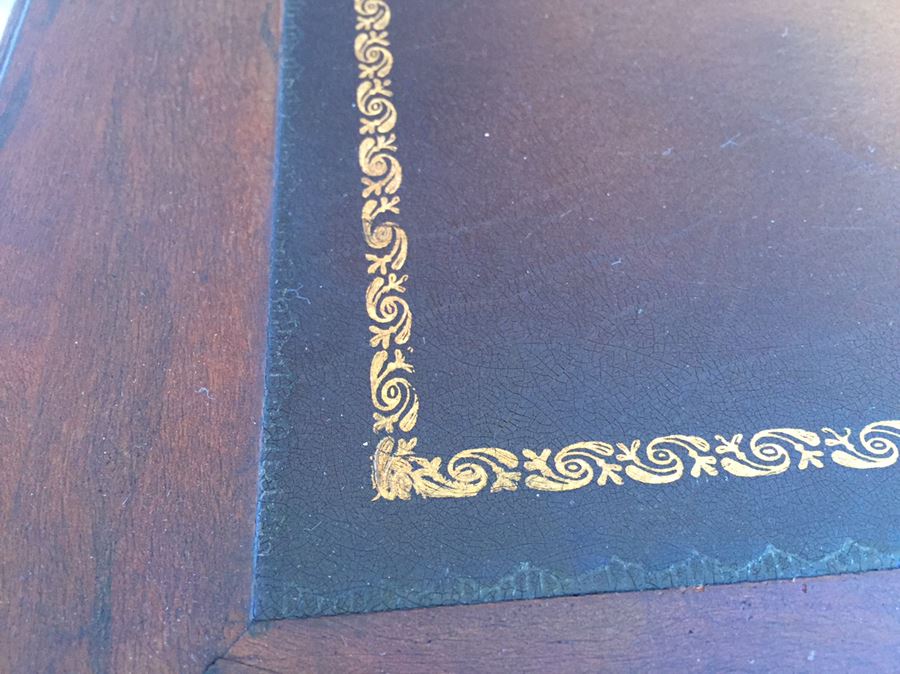 Vintage Leather Top Table On Casters [Photo 6]