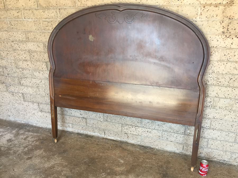 Vintage Twin Wooden Headboard On Casters [Photo 4]