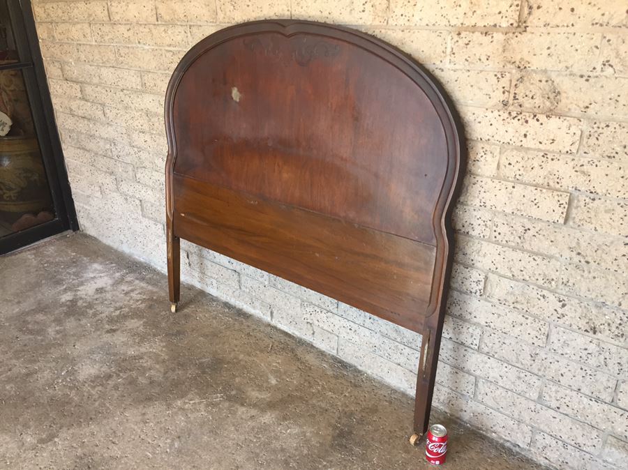 Vintage Twin Wooden Headboard On Casters [Photo 6]