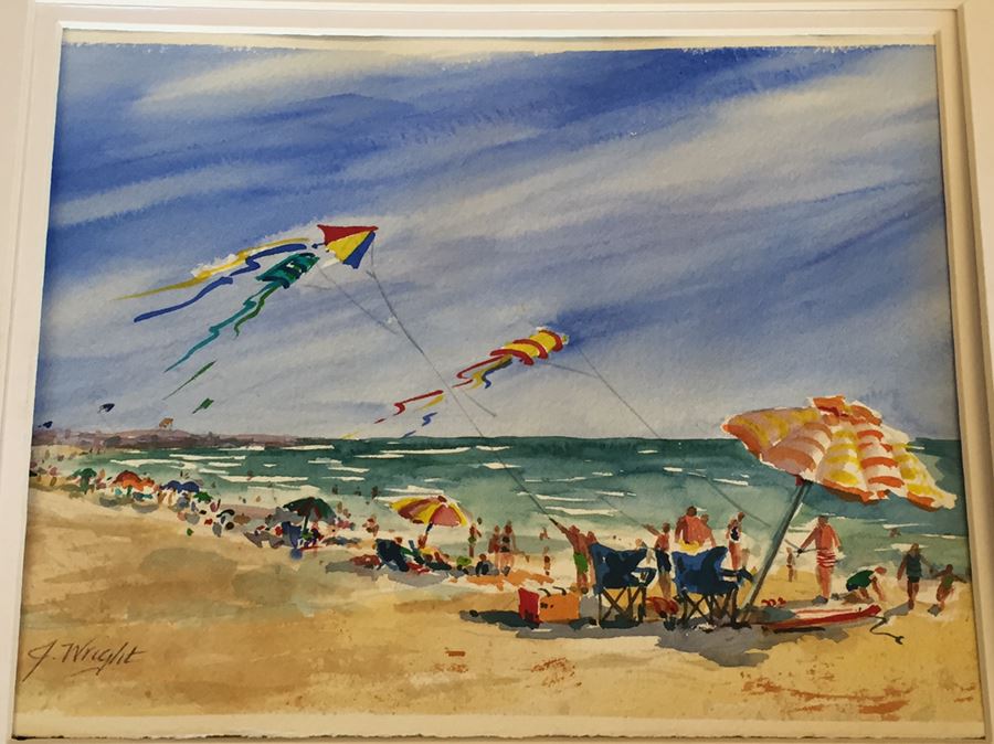 J. Wright Watercolor Fourth Of July Beach Scene [Photo 7]