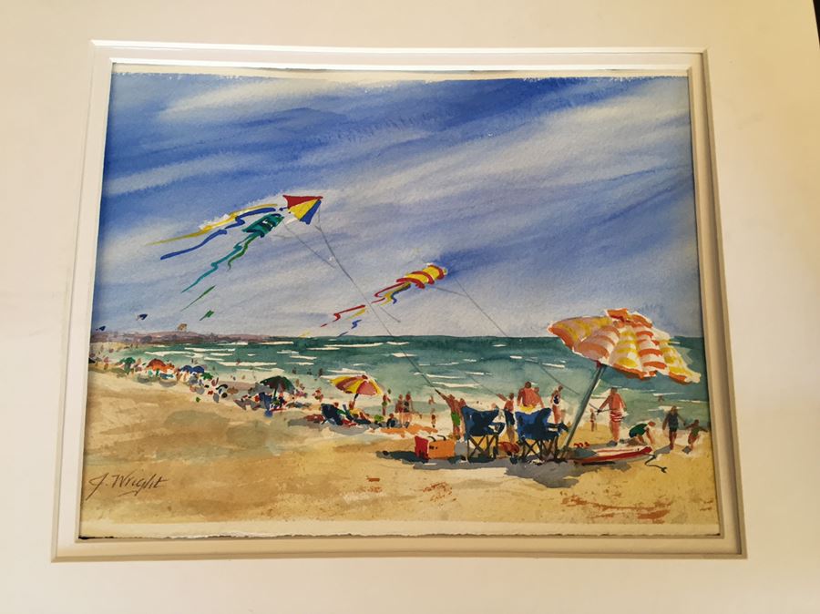 J. Wright Watercolor Fourth Of July Beach Scene [Photo 4]