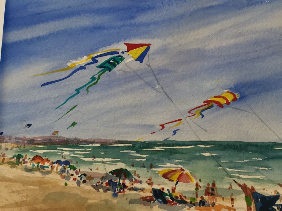 J. Wright Watercolor Fourth Of July Beach Scene [Photo 6]