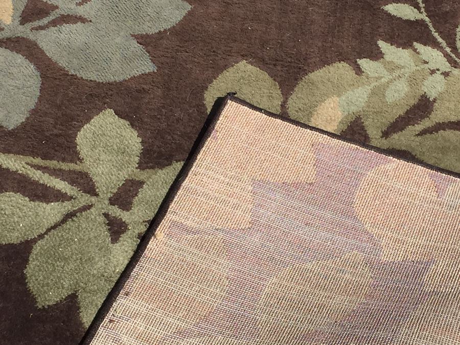 Brown Area Rug With Leave Patterns  10' x 6.5' [Photo 3]