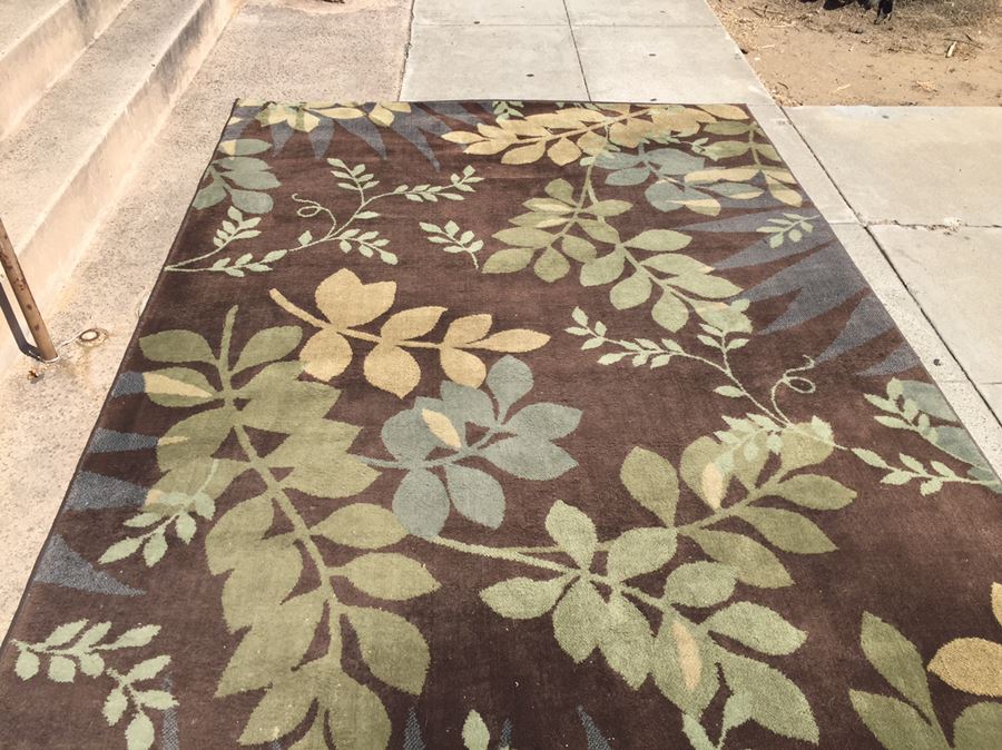 Brown Area Rug With Leave Patterns  10' x 6.5' [Photo 4]
